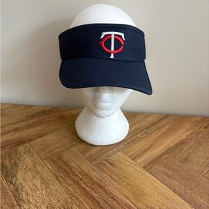 Minnesota Twins Visor Hat Men's Womens Navy Visor with Red Logo Adjustable